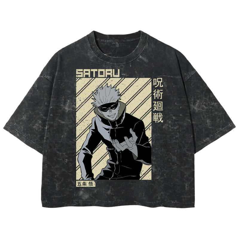 Playera streetwear premium de anime y gaming ExtraLife MX, corte boxy deluxe mineral wash heavyweight en color Acid Wash, moda urbana mexicana de culto.