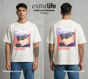 El Arte de las Maldiciones | El Infinito del Bien #03895 - Playera Oversized Premium | Off White - Foto en modelo