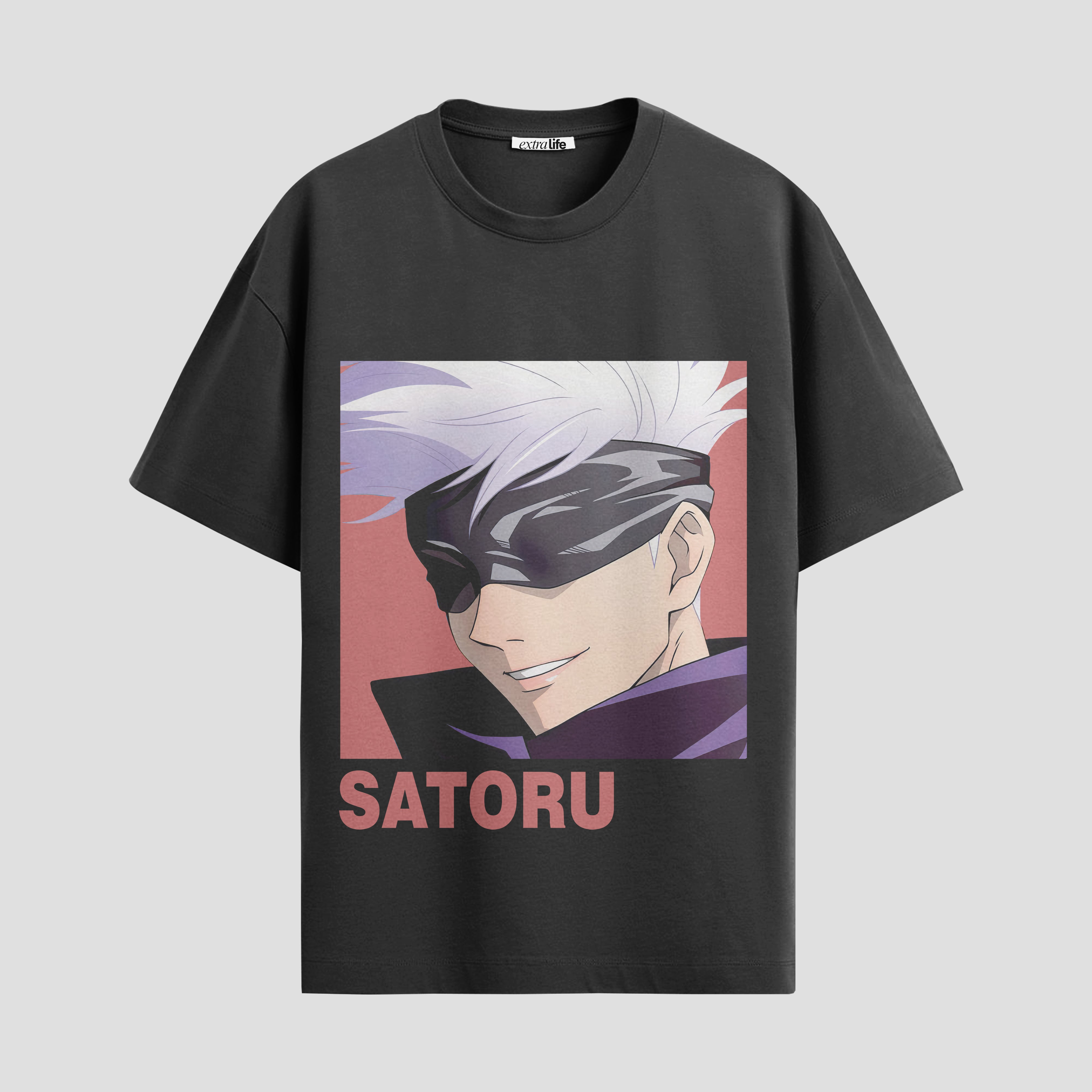 Playera urbana de anime y gaming ExtraLife MX, corte Standard Fit unisex ligero y transpirable en color Deep Black y Pure White, ropa de uso diario para gym y casual.