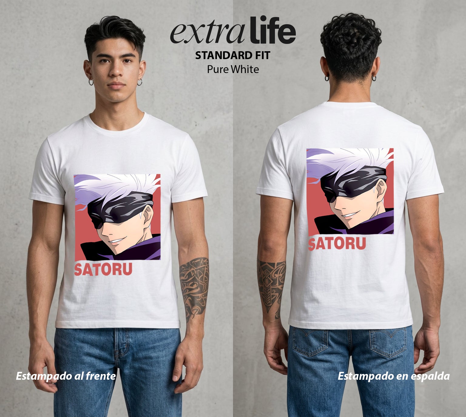 El Arte de las Maldiciones | El Infinito del Bien #03895 - Playera Standard Fit | Pure White - Foto en modelo