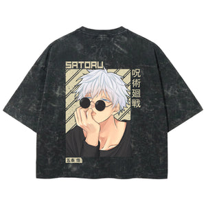 Playera streetwear premium de anime y gaming ExtraLife MX, corte boxy deluxe mineral wash heavyweight en color Acid Wash, moda urbana mexicana de culto.