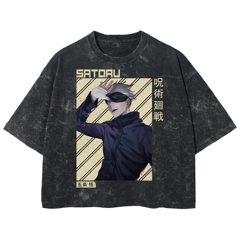 Playera streetwear premium de anime y gaming ExtraLife MX, corte boxy deluxe mineral wash heavyweight en color Acid Wash, moda urbana mexicana de culto.