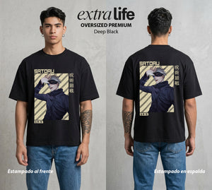 El Arte de las Maldiciones | El Infinito del Bien #03899 - Playera Oversized Premium | Deep Black - Foto en modelo