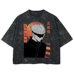 Playera streetwear premium de anime y gaming ExtraLife MX, corte boxy deluxe mineral wash heavyweight en color Acid Wash, moda urbana mexicana de culto.