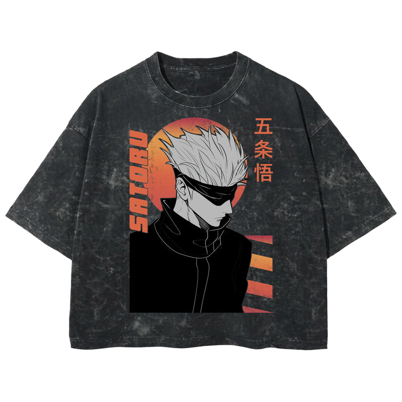 Playera streetwear premium de anime y gaming ExtraLife MX, corte boxy deluxe mineral wash heavyweight en color Acid Wash, moda urbana mexicana de culto.