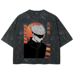 Playera streetwear premium de anime y gaming ExtraLife MX, corte boxy deluxe mineral wash heavyweight en color Acid Wash, moda urbana mexicana de culto.