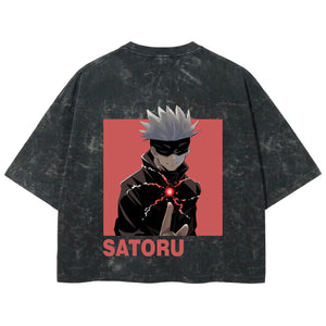 Playera streetwear premium de anime y gaming ExtraLife MX, corte boxy deluxe mineral wash heavyweight en color Acid Wash, moda urbana mexicana de culto.