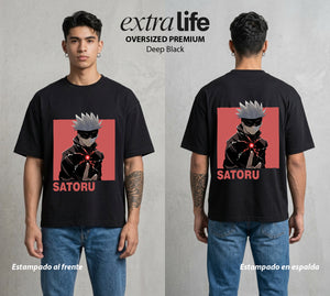 El Arte de las Maldiciones | El Infinito del Bien #03901 - Playera Oversized Premium | Deep Black - Foto en modelo