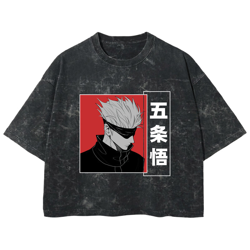 Playera streetwear premium de anime y gaming ExtraLife MX, corte boxy deluxe mineral wash heavyweight en color Acid Wash, moda urbana mexicana de culto.