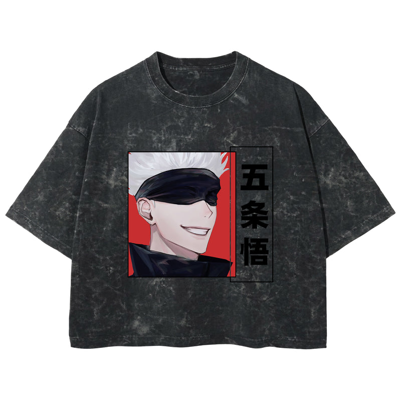Playera streetwear premium de anime y gaming ExtraLife MX, corte boxy deluxe mineral wash heavyweight en color Acid Wash, moda urbana mexicana de culto.
