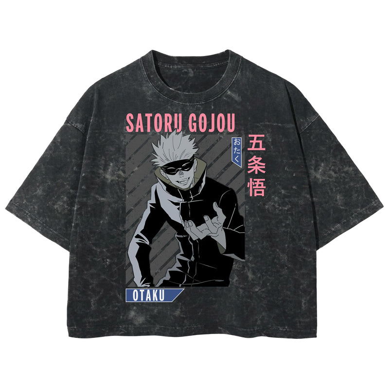 Playera streetwear premium de anime y gaming ExtraLife MX, corte boxy deluxe mineral wash heavyweight en color Acid Wash, moda urbana mexicana de culto.
