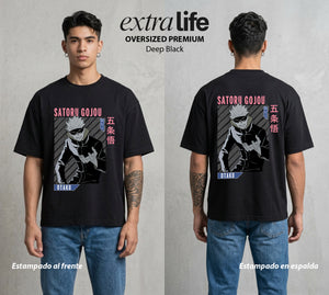 El Arte de las Maldiciones | El Infinito del Bien #03907 - Playera Oversized Premium | Deep Black - Foto en modelo