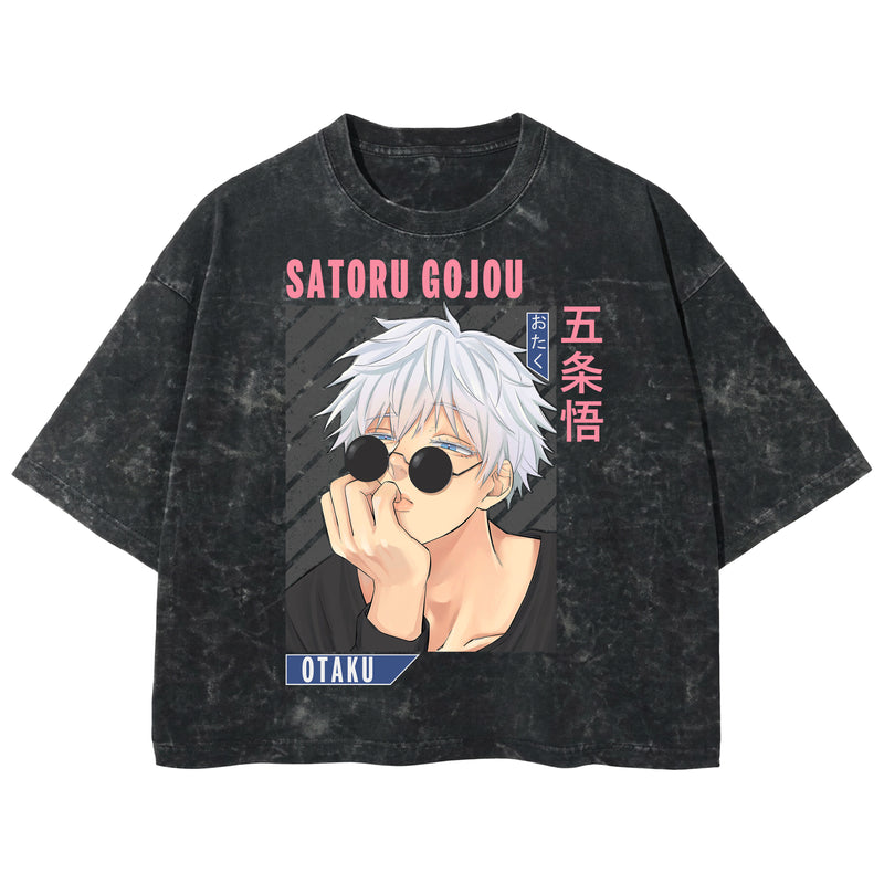 Playera streetwear premium de anime y gaming ExtraLife MX, corte boxy deluxe mineral wash heavyweight en color Acid Wash, moda urbana mexicana de culto.