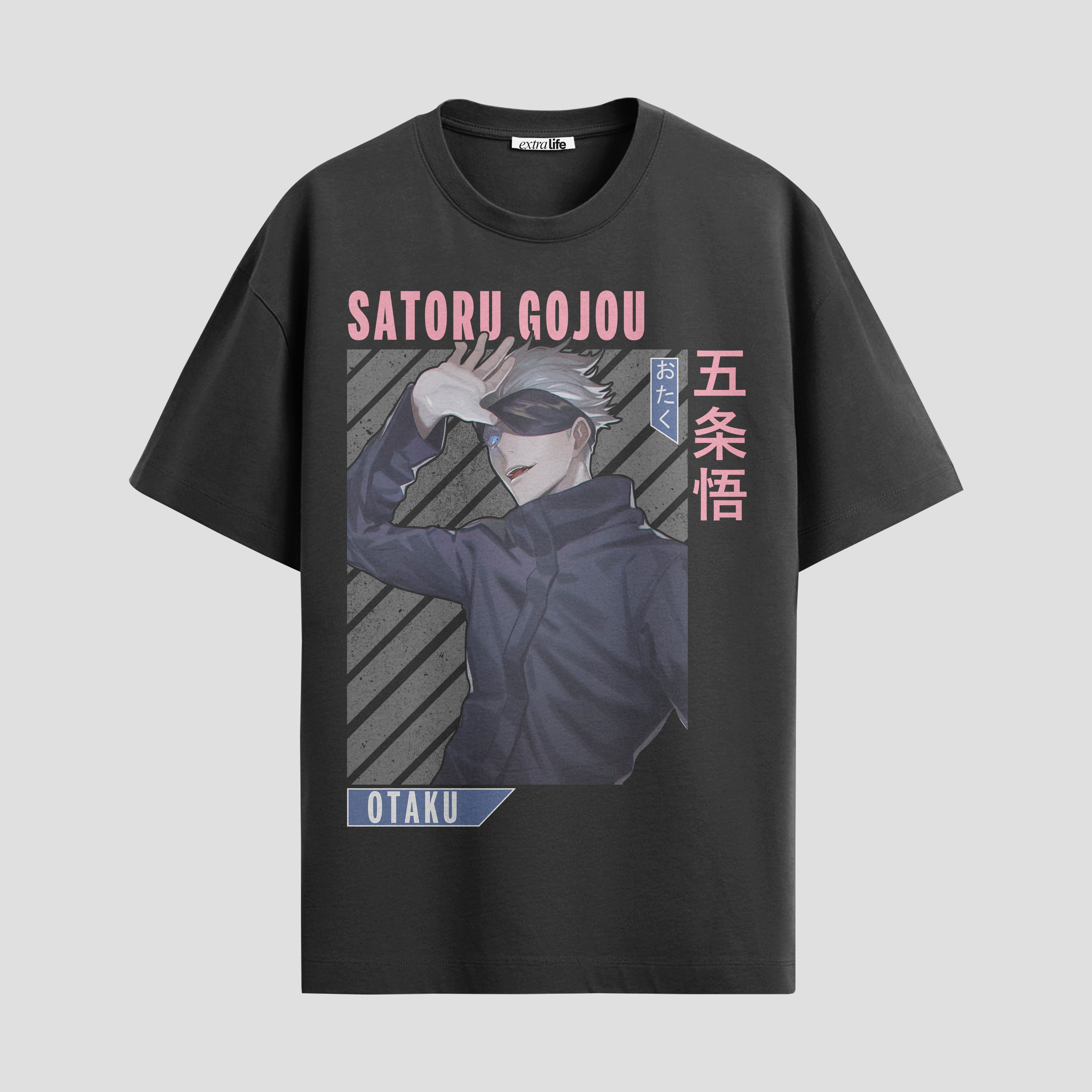 Playera urbana de anime y gaming ExtraLife MX, corte Standard Fit unisex ligero y transpirable en color Deep Black y Pure White, ropa de uso diario para gym y casual.