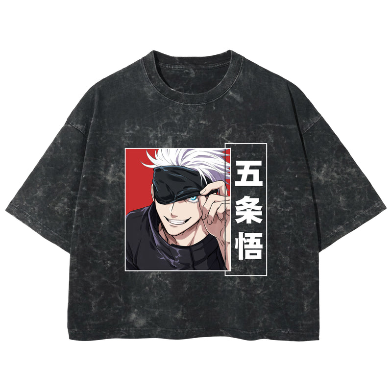 Playera streetwear premium de anime y gaming ExtraLife MX, corte boxy deluxe mineral wash heavyweight en color Acid Wash, moda urbana mexicana de culto.