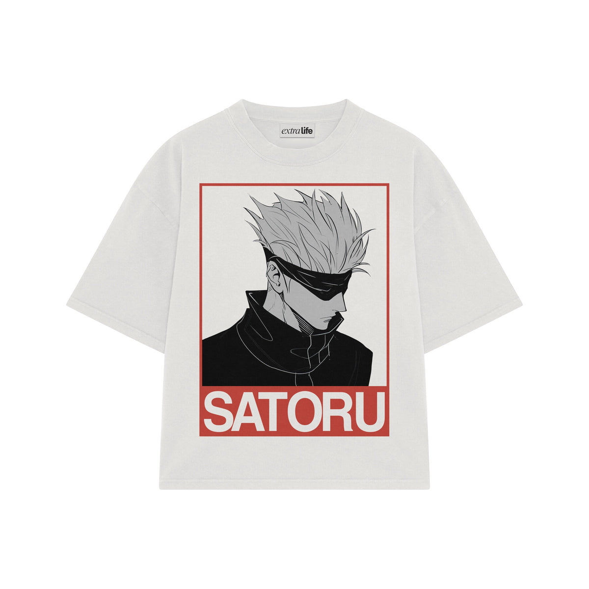 Playera streetwear premium de anime y gaming ExtraLife MX, corte oversized drop shoulder ligero y fresco en color Deep Black y Off-White, moda urbana mexicana de culto.