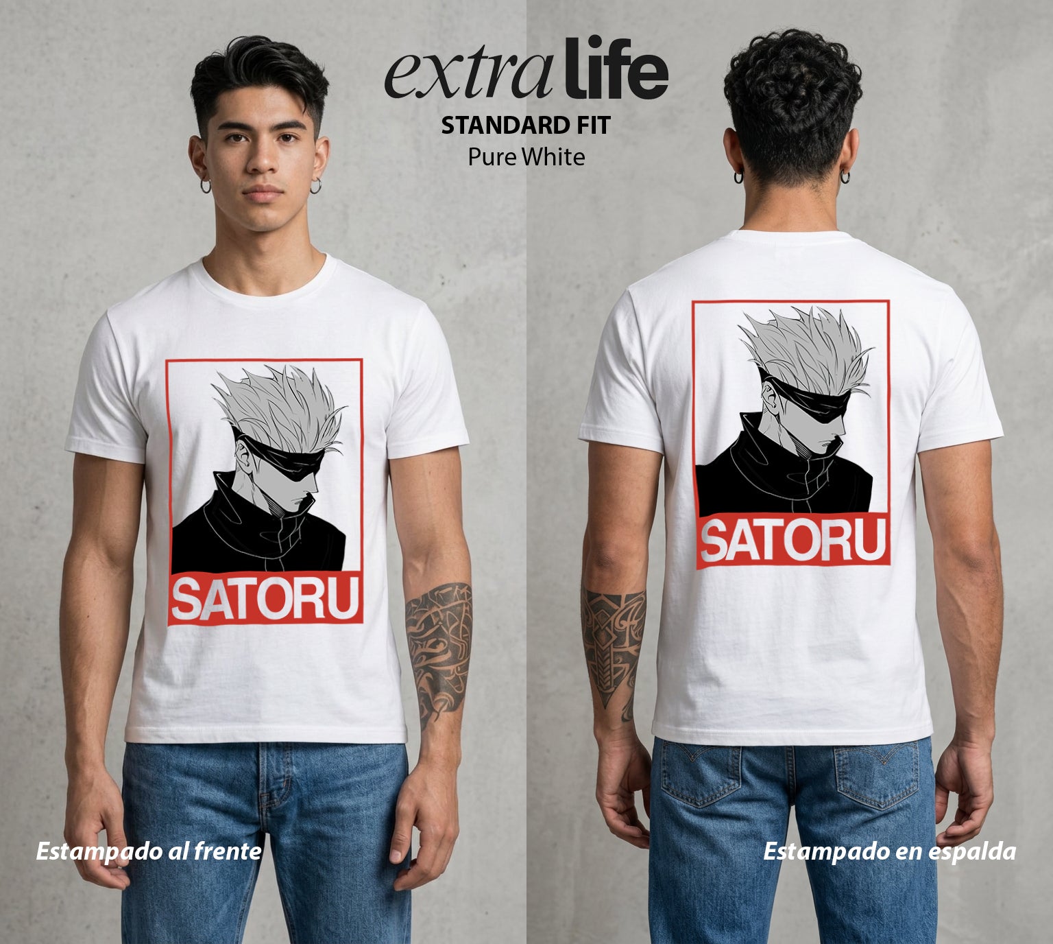 El Arte de las Maldiciones | El Infinito del Bien #03911 - Playera Standard Fit | Pure White - Foto en modelo
