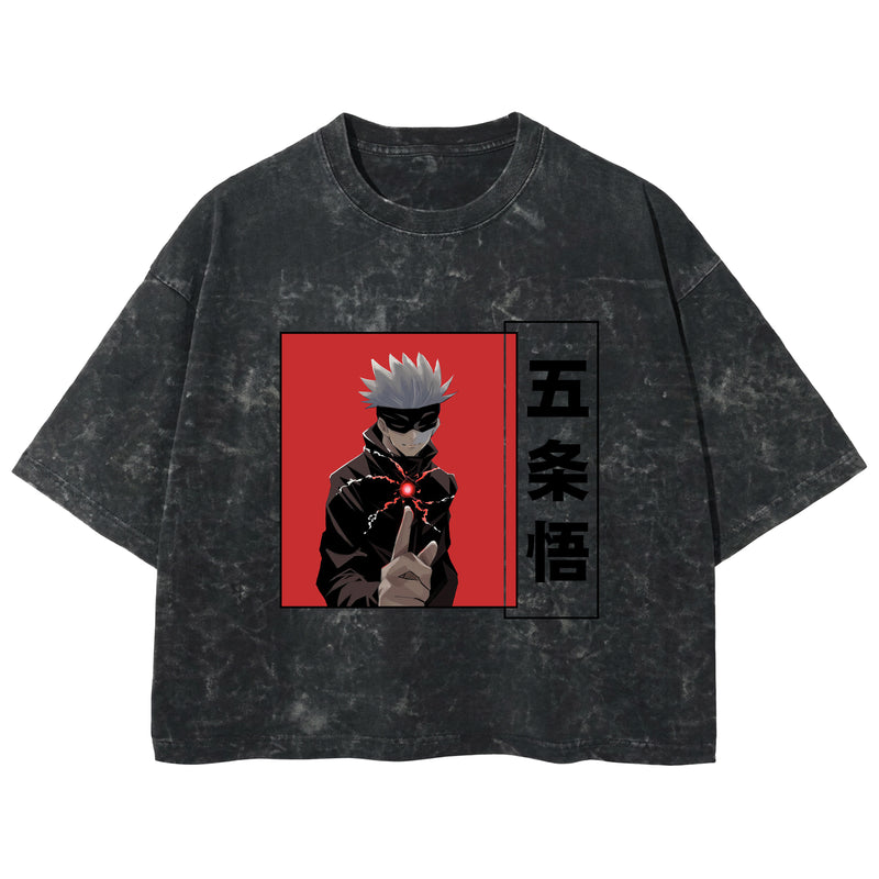 Playera streetwear premium de anime y gaming ExtraLife MX, corte boxy deluxe mineral wash heavyweight en color Acid Wash, moda urbana mexicana de culto.