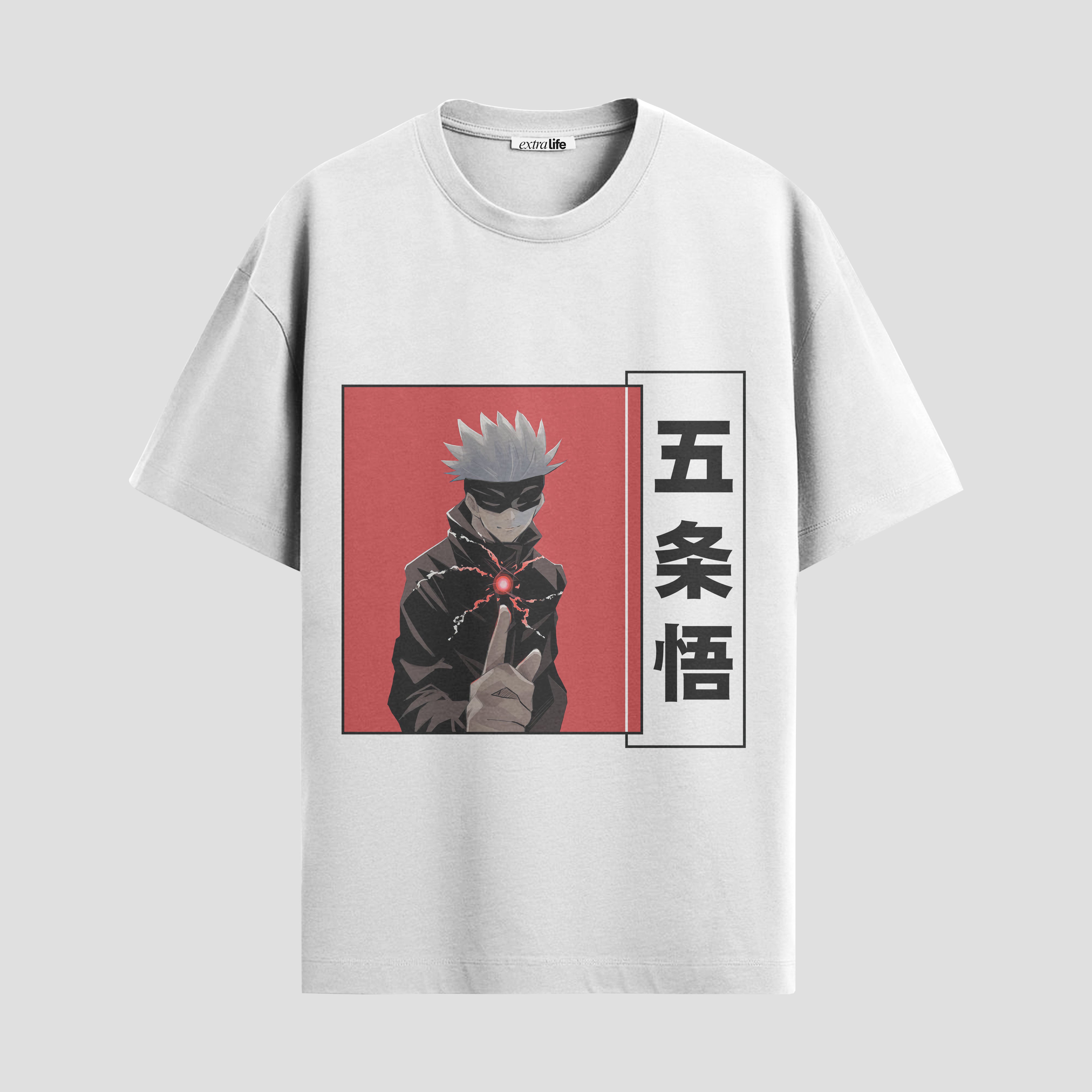 Playera urbana de anime y gaming ExtraLife MX, corte Standard Fit unisex ligero y transpirable en color Deep Black y Pure White, ropa de uso diario para gym y casual.