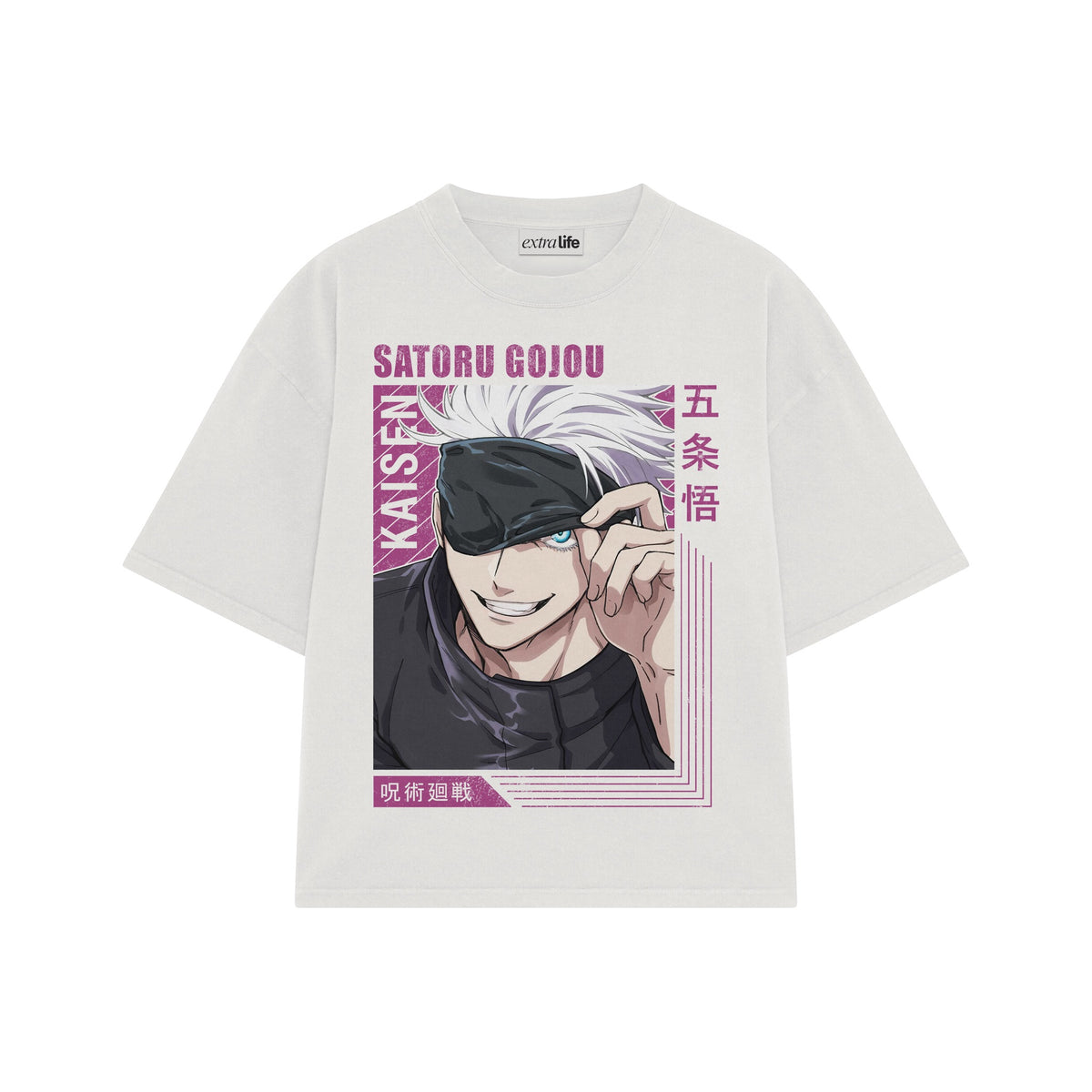Playera streetwear premium de anime y gaming ExtraLife MX, corte oversized drop shoulder ligero y fresco en color Deep Black y Off-White, moda urbana mexicana de culto.