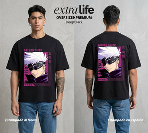 El Arte de las Maldiciones | El Infinito del Bien #03915 - Playera Oversized Premium | Deep Black - Foto en modelo
