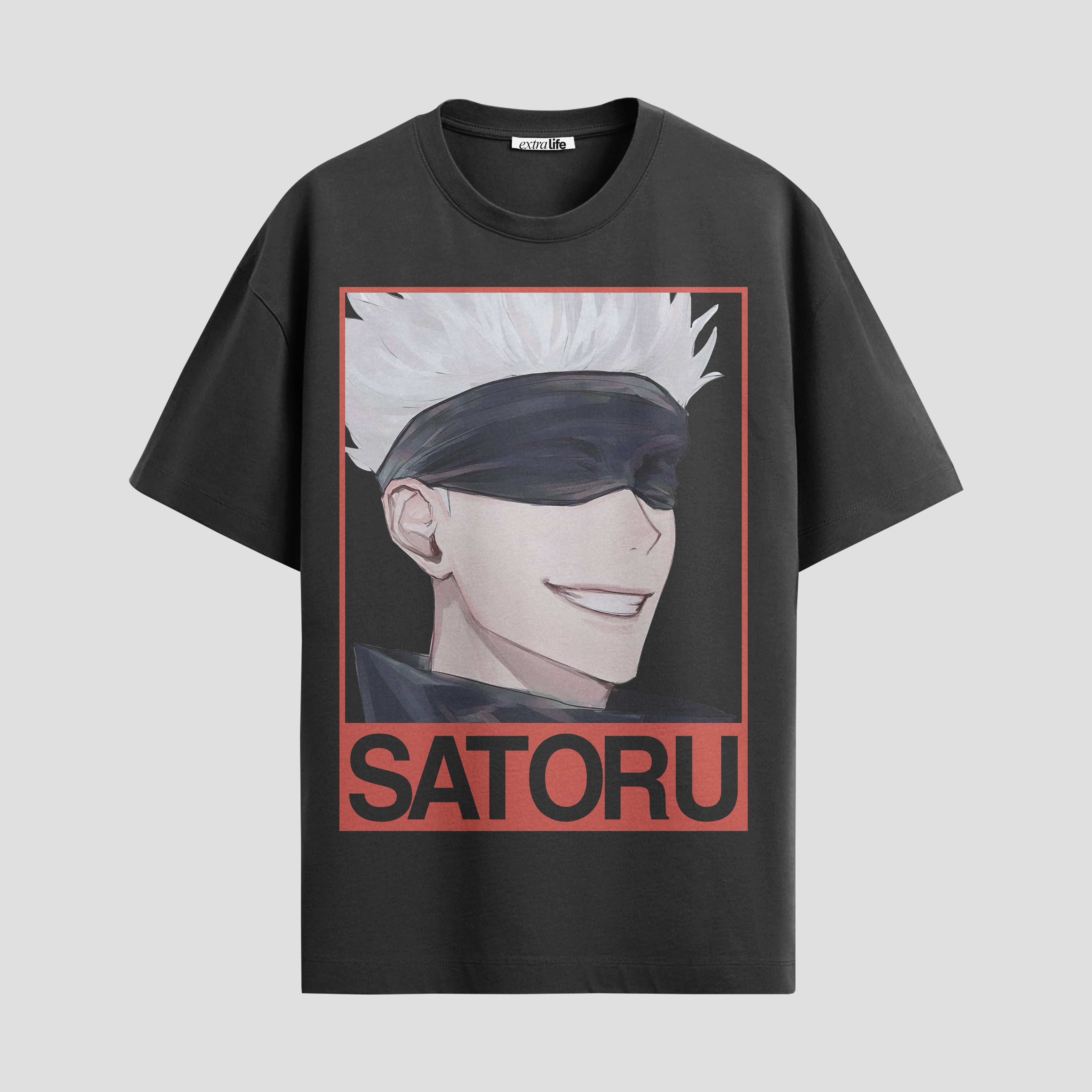 Playera urbana de anime y gaming ExtraLife MX, corte Standard Fit unisex ligero y transpirable en color Deep Black y Pure White, ropa de uso diario para gym y casual.