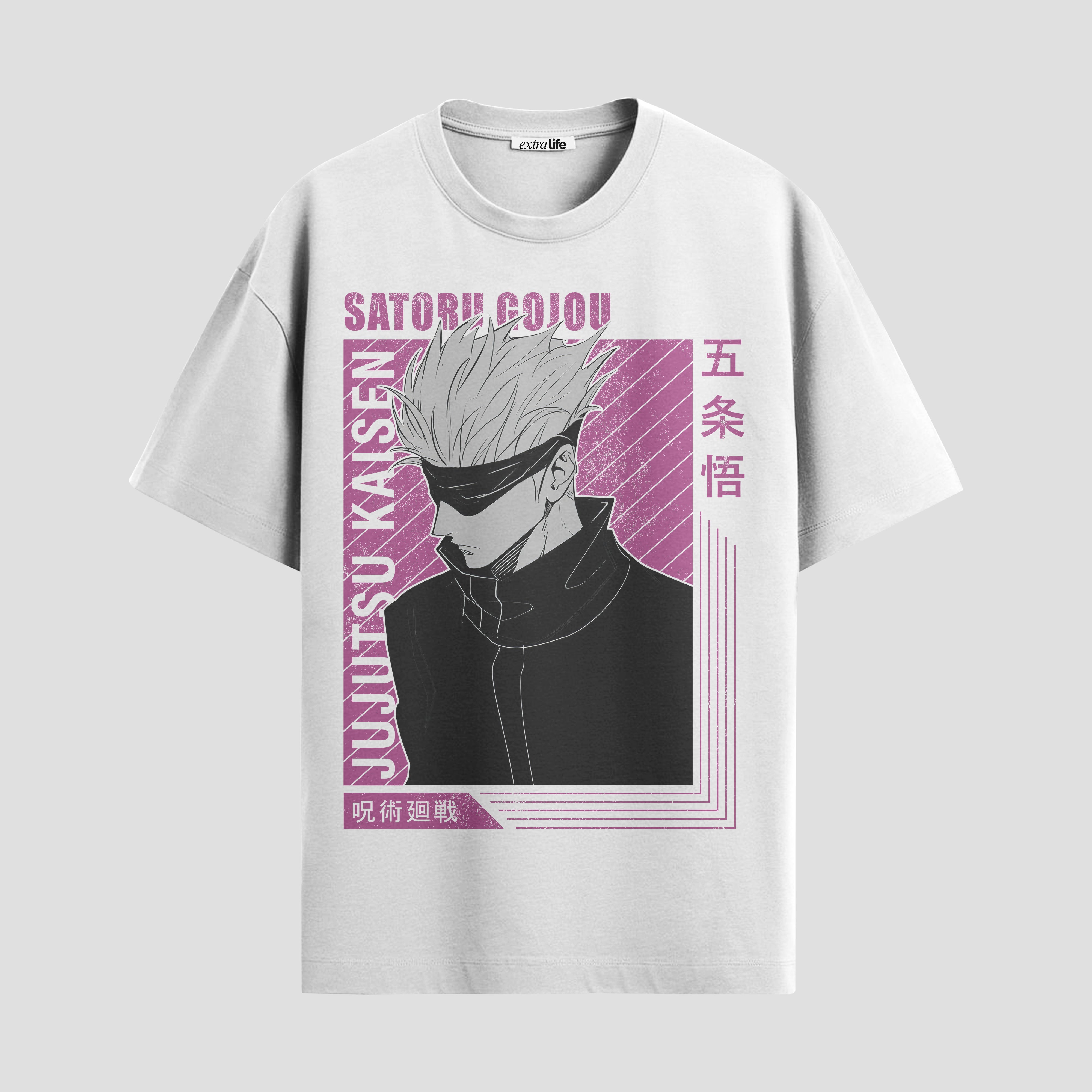 Playera urbana de anime y gaming ExtraLife MX, corte Standard Fit unisex ligero y transpirable en color Deep Black y Pure White, ropa de uso diario para gym y casual.