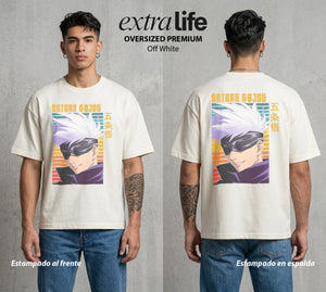 El Arte de las Maldiciones | El Infinito del Bien #03921 - Playera Oversized Premium | Off White - Foto en modelo