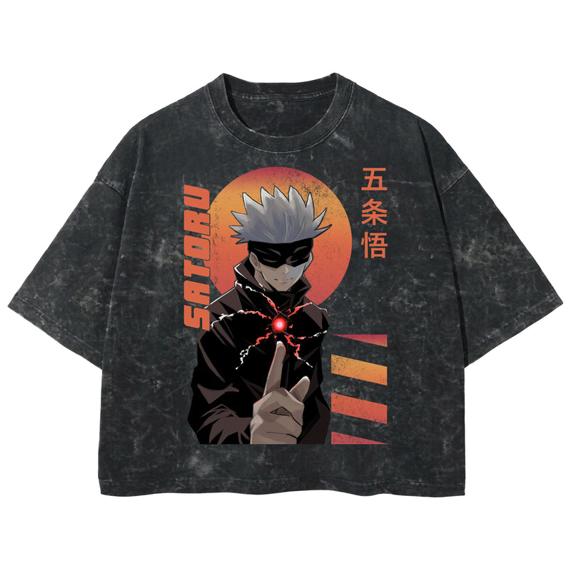 Playera streetwear premium de anime y gaming ExtraLife MX, corte boxy deluxe mineral wash heavyweight en color Acid Wash, moda urbana mexicana de culto.