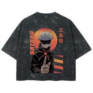 Playera streetwear premium de anime y gaming ExtraLife MX, corte boxy deluxe mineral wash heavyweight en color Acid Wash, moda urbana mexicana de culto.