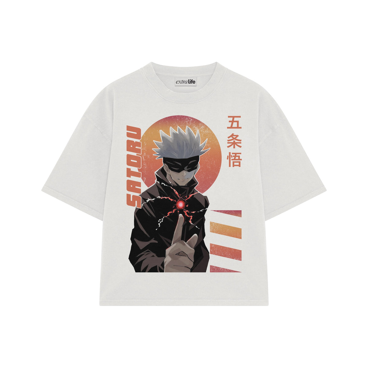 Playera streetwear premium de anime y gaming ExtraLife MX, corte oversized drop shoulder ligero y fresco en color Deep Black y Off-White, moda urbana mexicana de culto.