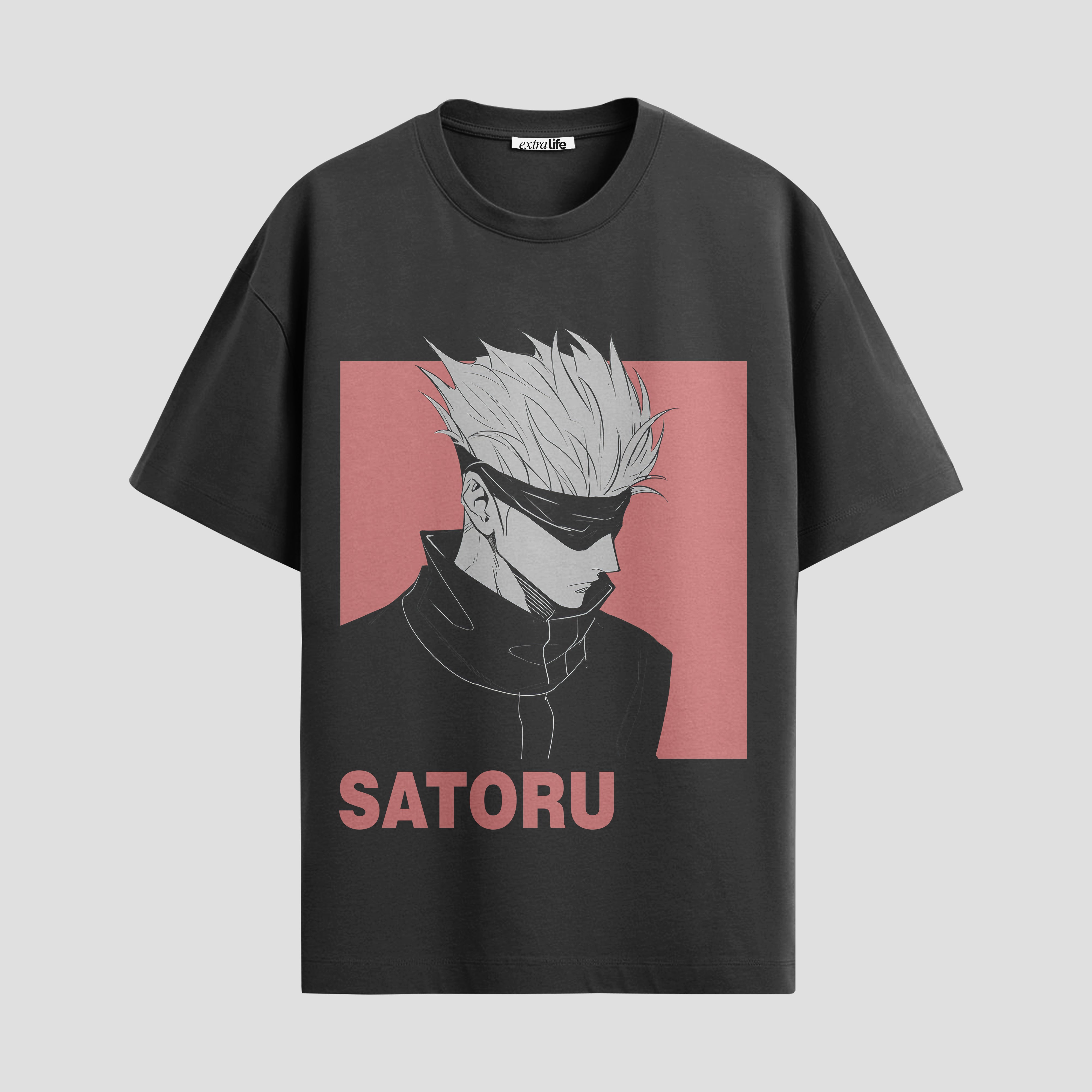 Playera urbana de anime y gaming ExtraLife MX, corte Standard Fit unisex ligero y transpirable en color Deep Black y Pure White, ropa de uso diario para gym y casual.