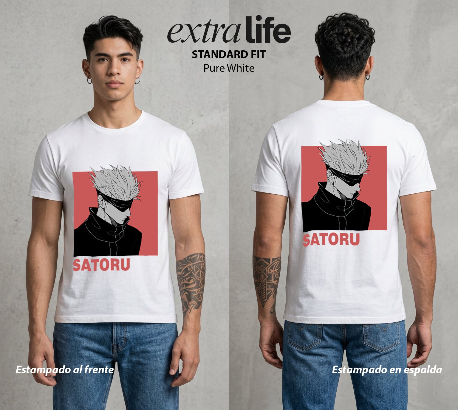 El Arte de las Maldiciones | El Infinito del Bien #03925 - Playera Standard Fit | Pure White - Foto en modelo