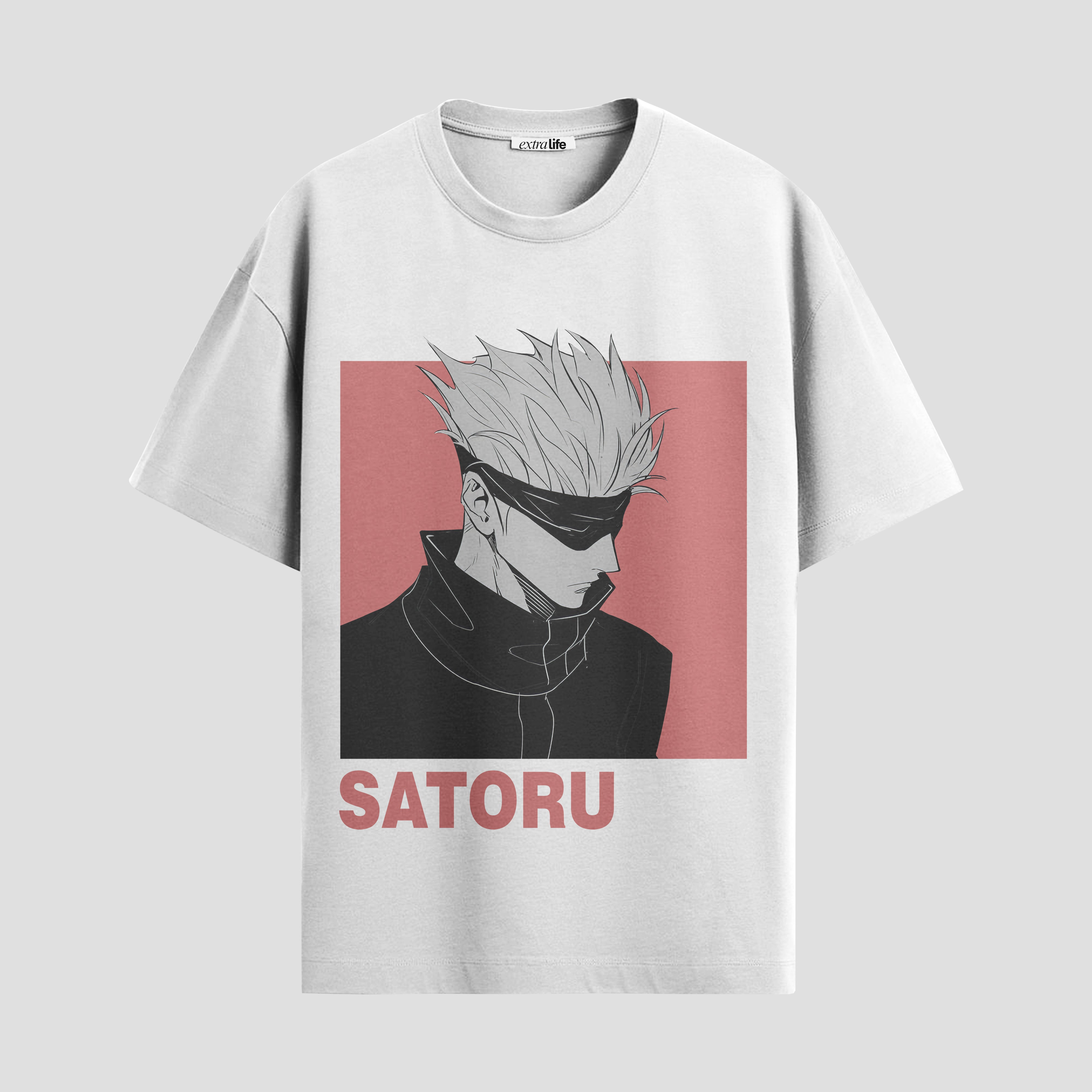 Playera urbana de anime y gaming ExtraLife MX, corte Standard Fit unisex ligero y transpirable en color Deep Black y Pure White, ropa de uso diario para gym y casual.