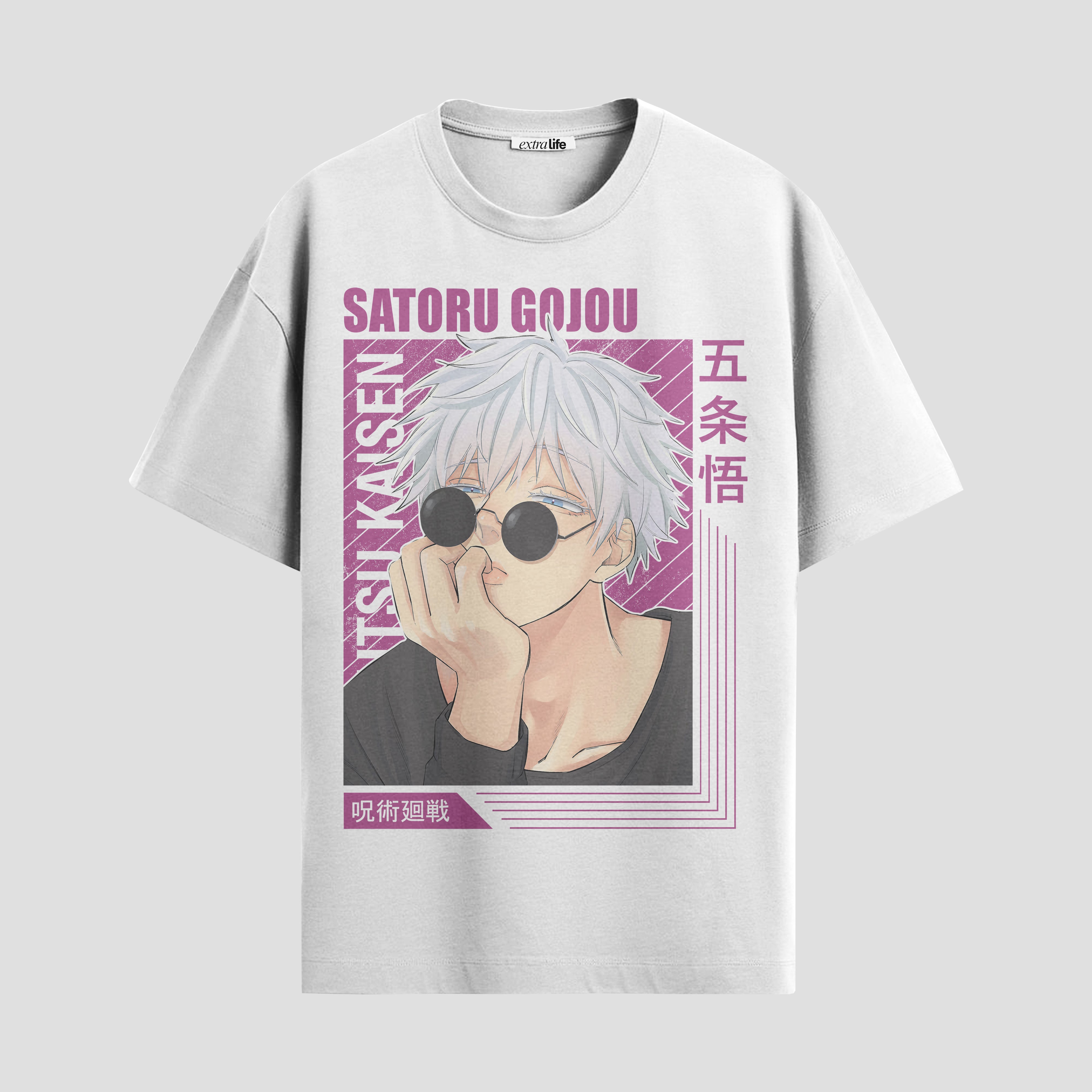 Playera urbana de anime y gaming ExtraLife MX, corte Standard Fit unisex ligero y transpirable en color Deep Black y Pure White, ropa de uso diario para gym y casual.