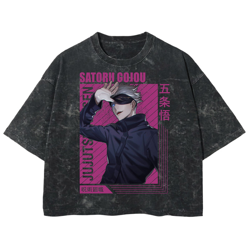 Playera streetwear premium de anime y gaming ExtraLife MX, corte boxy deluxe mineral wash heavyweight en color Acid Wash, moda urbana mexicana de culto.