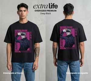 El Arte de las Maldiciones | El Infinito del Bien #03927 - Playera Oversized Premium | Deep Black - Foto en modelo