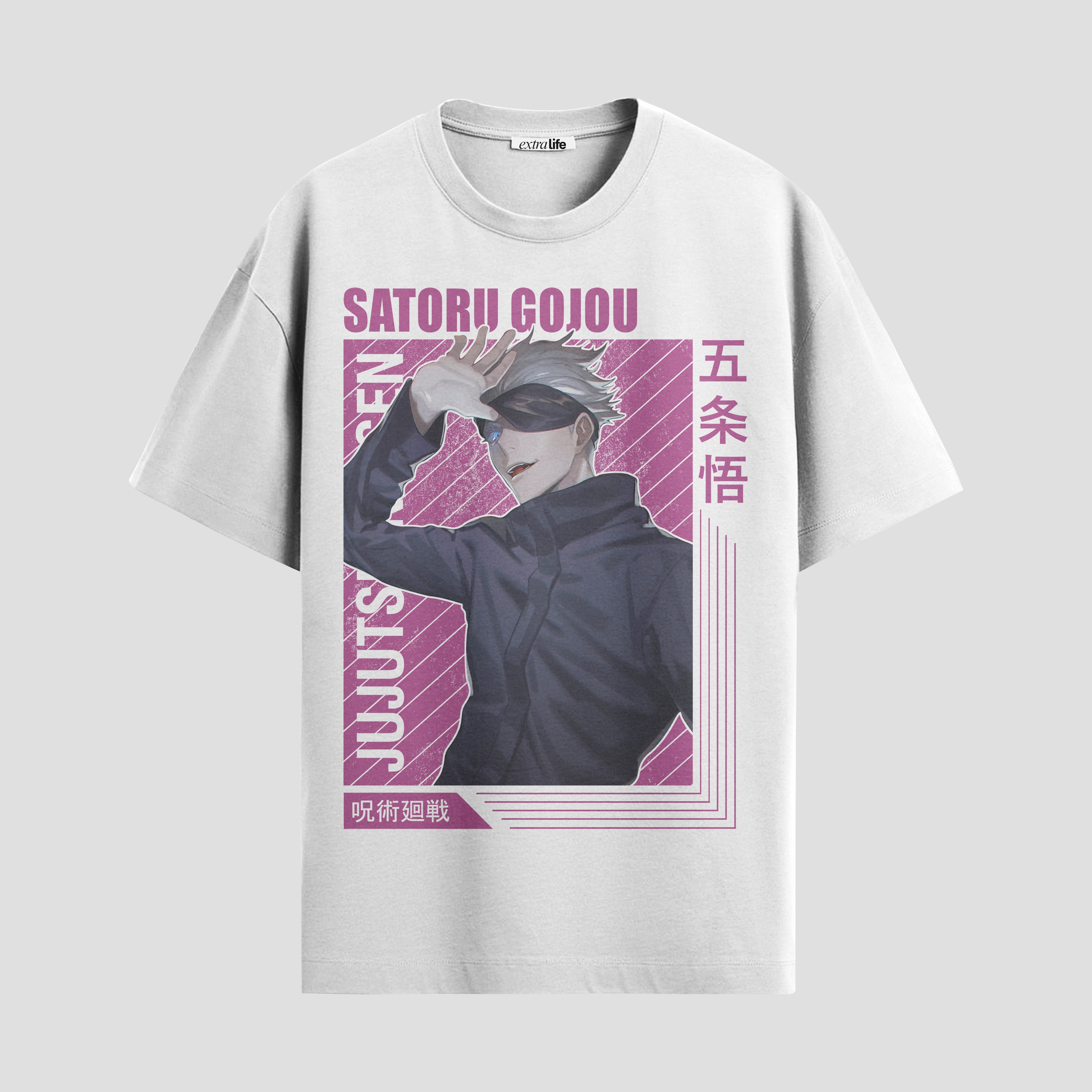 Playera urbana de anime y gaming ExtraLife MX, corte Standard Fit unisex ligero y transpirable en color Deep Black y Pure White, ropa de uso diario para gym y casual.