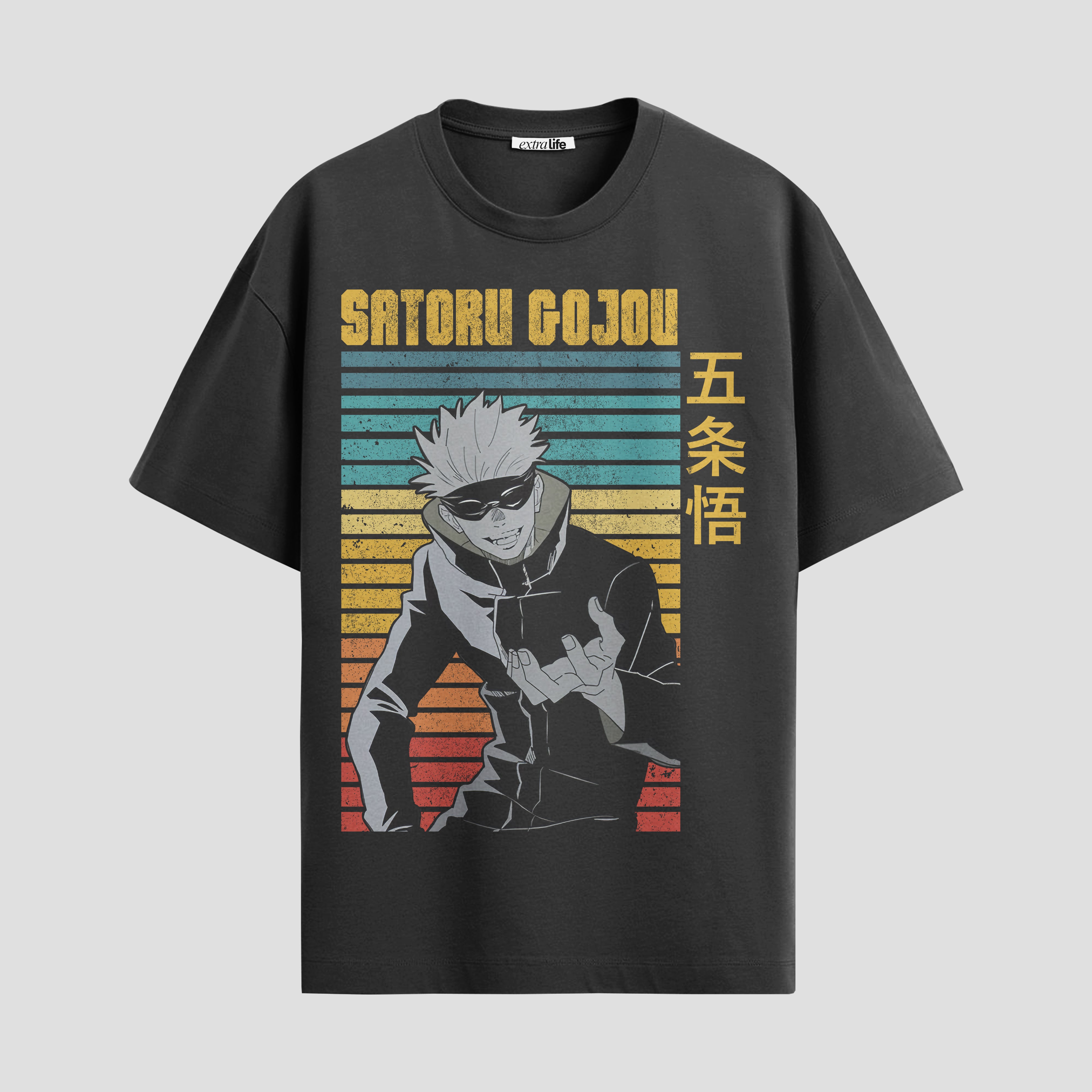 Playera urbana de anime y gaming ExtraLife MX, corte Standard Fit unisex ligero y transpirable en color Deep Black y Pure White, ropa de uso diario para gym y casual.