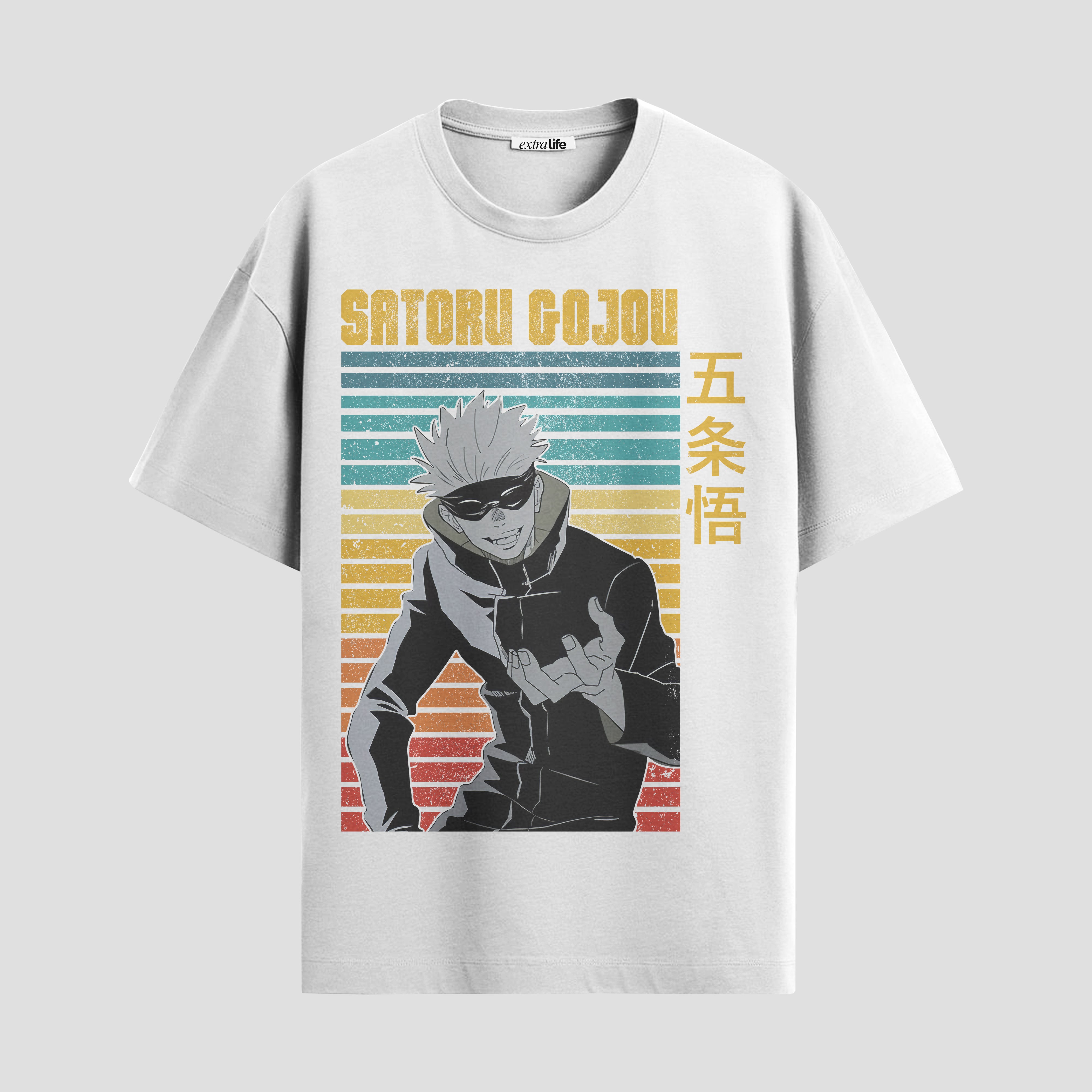 Playera urbana de anime y gaming ExtraLife MX, corte Standard Fit unisex ligero y transpirable en color Deep Black y Pure White, ropa de uso diario para gym y casual.