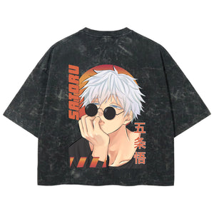 Playera streetwear premium de anime y gaming ExtraLife MX, corte boxy deluxe mineral wash heavyweight en color Acid Wash, moda urbana mexicana de culto.