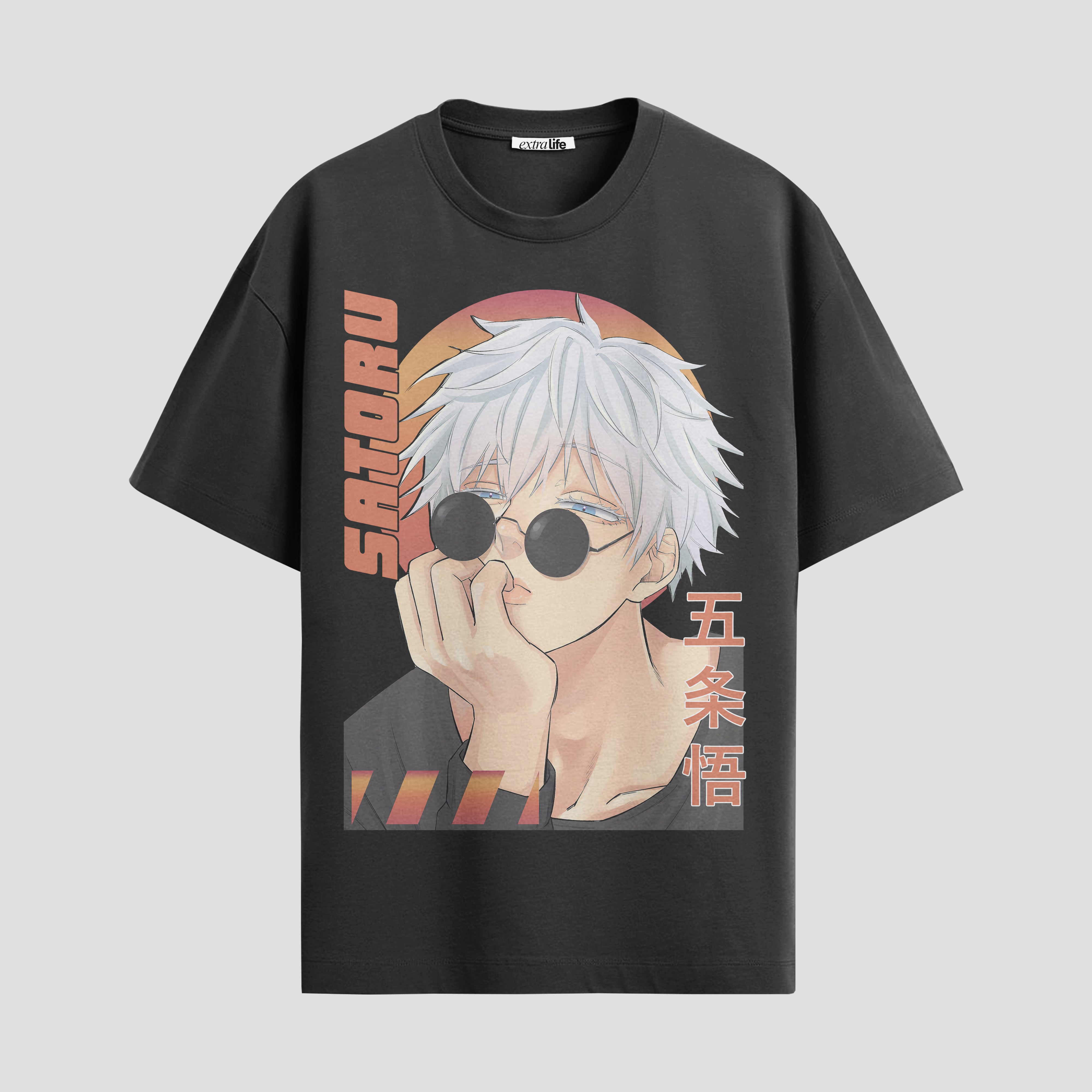 Playera urbana de anime y gaming ExtraLife MX, corte Standard Fit unisex ligero y transpirable en color Deep Black y Pure White, ropa de uso diario para gym y casual.