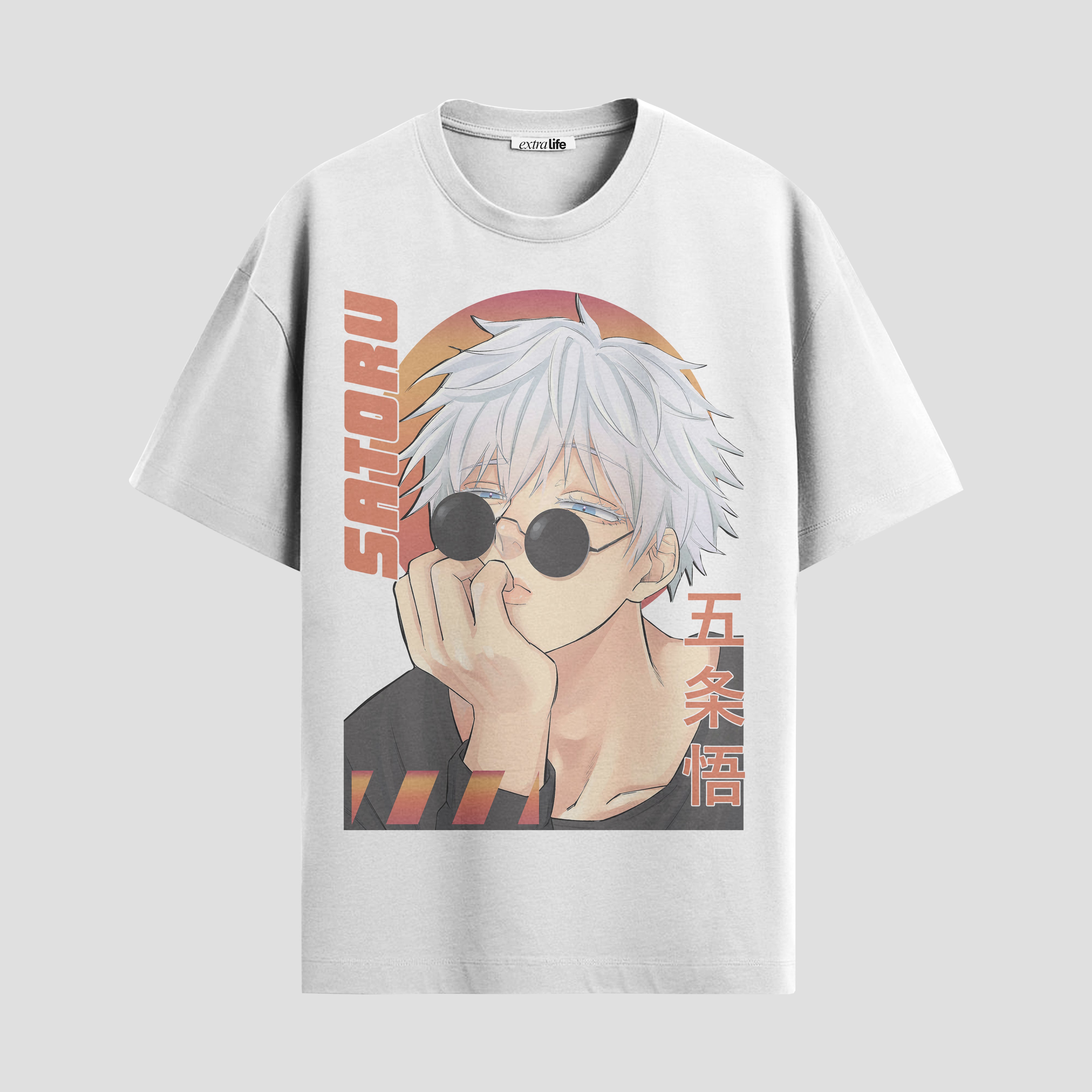 Playera urbana de anime y gaming ExtraLife MX, corte Standard Fit unisex ligero y transpirable en color Deep Black y Pure White, ropa de uso diario para gym y casual.