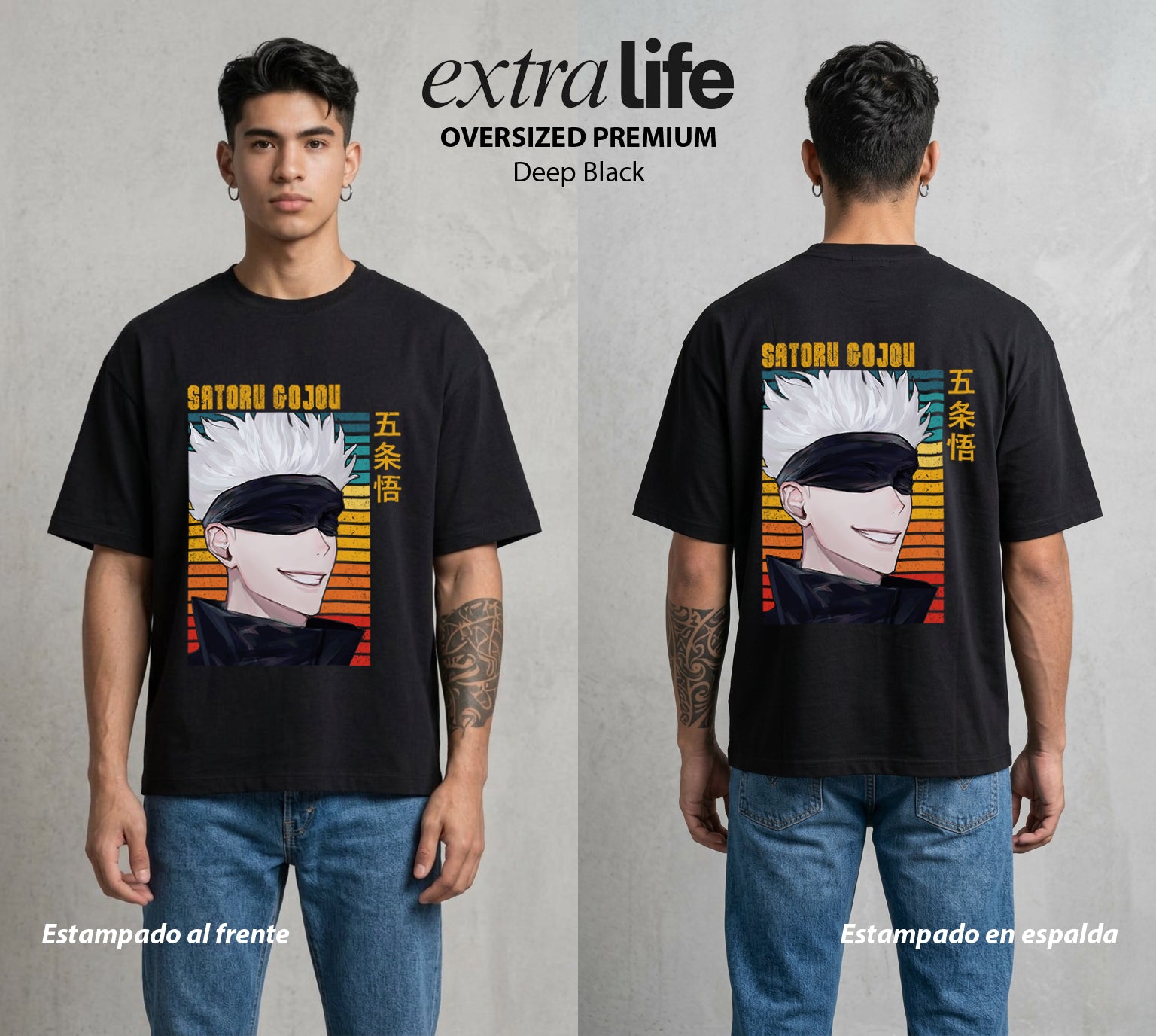 El Arte de las Maldiciones | El Infinito del Bien #03933 - Playera Oversized Premium | Deep Black - Foto en modelo