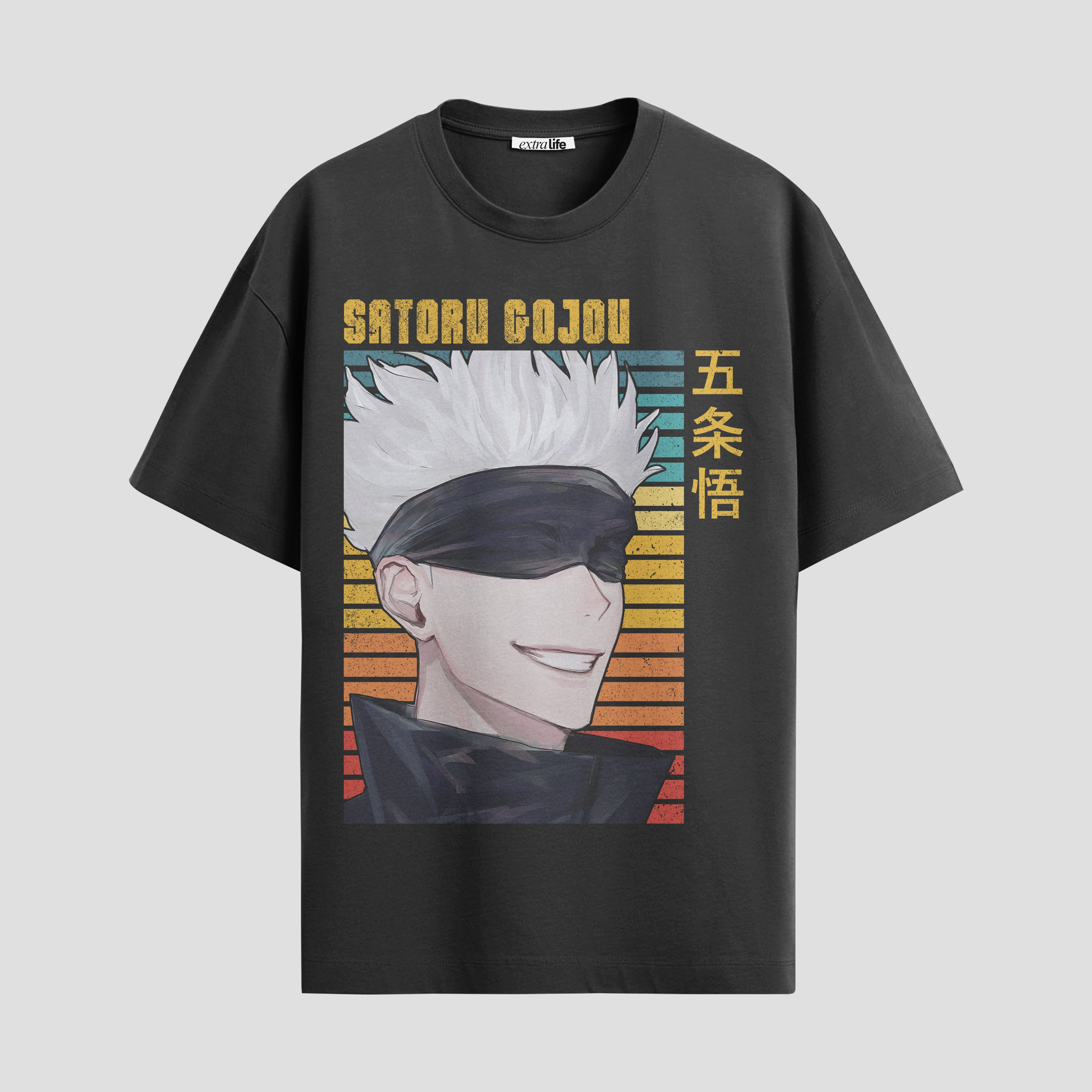 Playera urbana de anime y gaming ExtraLife MX, corte Standard Fit unisex ligero y transpirable en color Deep Black y Pure White, ropa de uso diario para gym y casual.