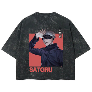 Playera streetwear premium de anime y gaming ExtraLife MX, corte boxy deluxe mineral wash heavyweight en color Acid Wash, moda urbana mexicana de culto.