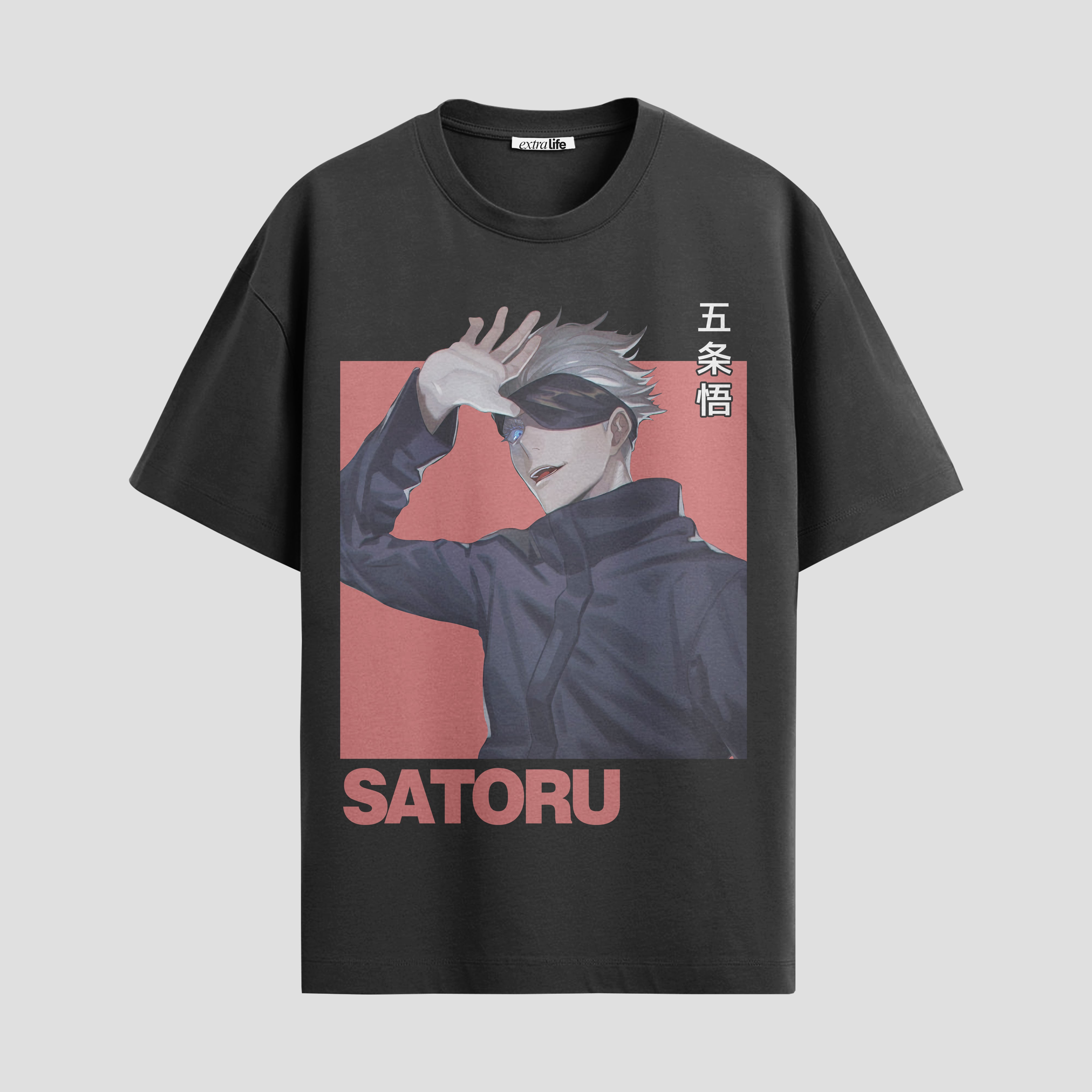 Playera urbana de anime y gaming ExtraLife MX, corte Standard Fit unisex ligero y transpirable en color Deep Black y Pure White, ropa de uso diario para gym y casual.