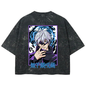 Playera streetwear premium de anime y gaming ExtraLife MX, corte boxy deluxe mineral wash heavyweight en color Acid Wash, moda urbana mexicana de culto.