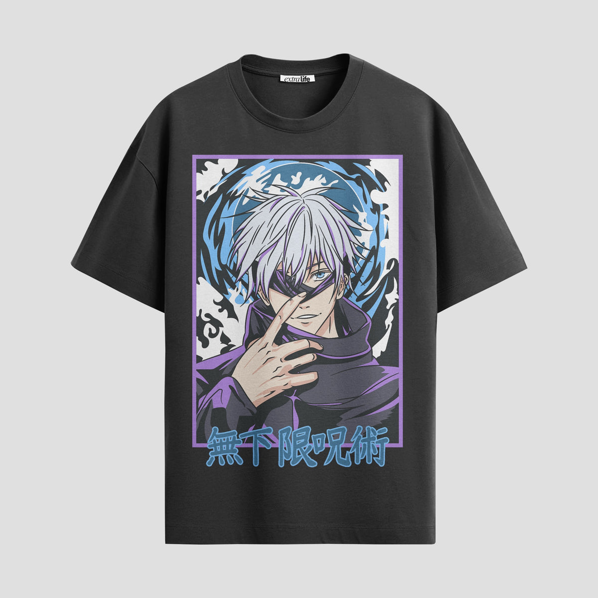 Playera urbana de anime y gaming ExtraLife MX, corte Classic Premium unisex ligero y transpirable en color Deep Black y Pure White, ropa de uso diario para gym y casual.