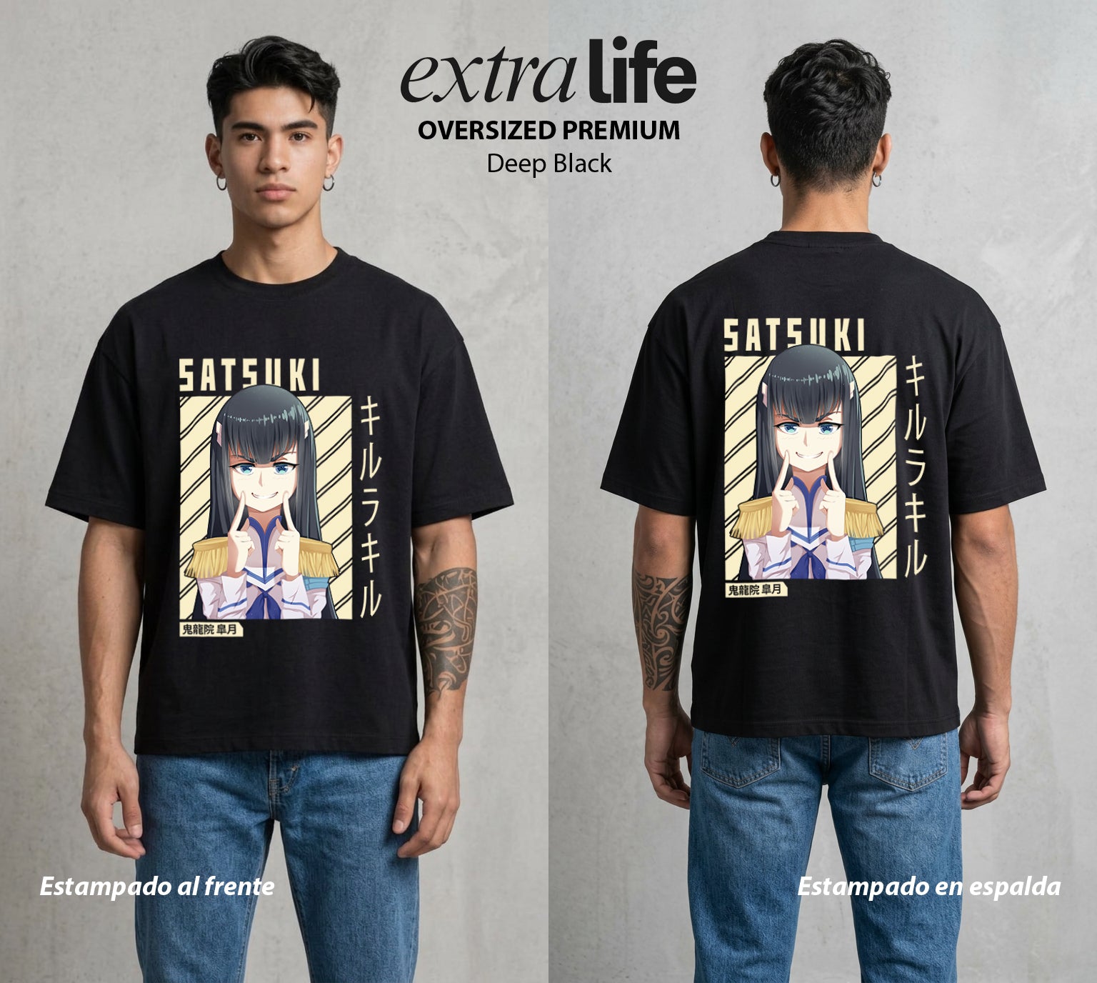 Las Agujas del Destino | El Ojo del Destino #03939 - Playera Oversized Premium | Deep Black - Foto en modelo